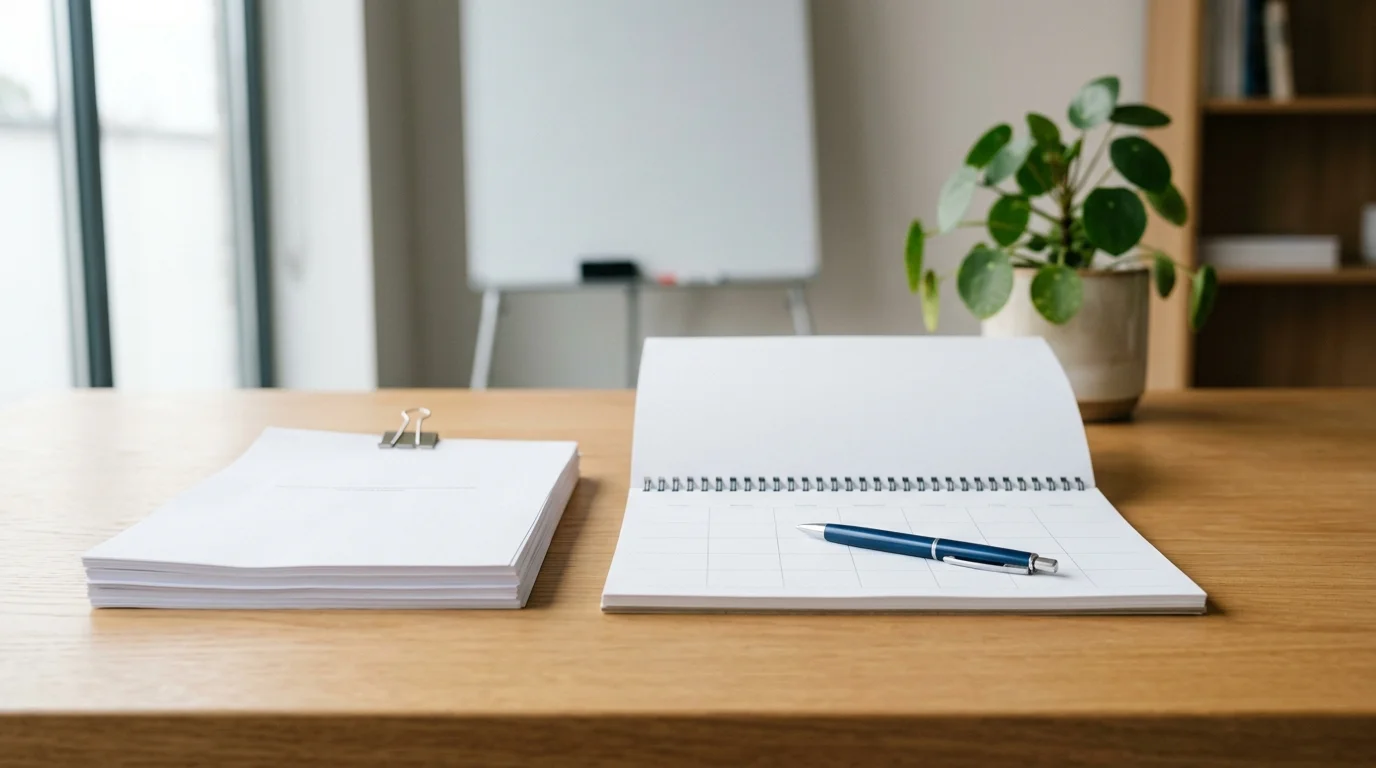 Neutral calendar and documents on a desk
